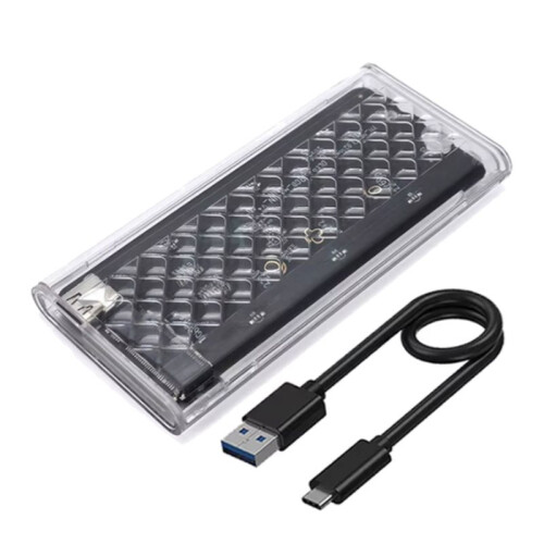 M.2 NVME Protocol SSD Case RGB Light 10Gbps PCIe SSD Enclosure USB 3.2 Gan2 Type C Clear Hard Disk Box