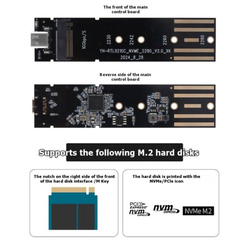 Boîtier SSD M.2 NVMe avec Éclairage RGB, PCIe 10 Gbit/S, USB 3.2, Port USB Type-C, Transparent 2