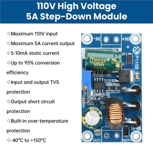 - Step-Down Module 20-140V to 5V 5A Adjustable Output Low Ripple Buck Converter Module 5V 2