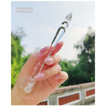 Shimmer Crystal Glass Dip Pen Handmade Ink Drawing Pen for Journal Sketch DIY Art-Creation Yellow