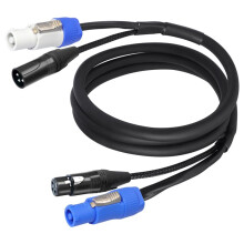 Powercon DMX Combo Connect Cable 3meters 3 Pin XLR & Power Con Compatible Cable for Moving Heading Lighting