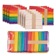 Bunte Holzstiele für Eis Am Stiel, 600 Stück, 7 Farben, Großpackung Holzstiele für DIY-Kunstprojekte in der Schule
