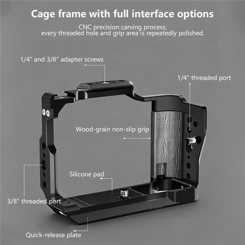 1/4", 3/8" Threaded Hole Camera Cage with Quick Release Plate Base for  R50V Camera Body 2