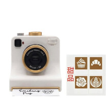 3D Printed Latte Camera Vintage Replaceable Cards DIY Latte Art Camera Tool One Touch Press+4 Dessert Stencils B