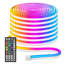 5M Neonljus, Flexibla LED-Ljus med App/Fjärrkontroll, Flera Lägen, IP65 RGB LED-Neonljus för Utomhusbruk, EU-Kontakt