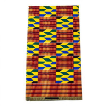 Tela Estampada Geométrica Kente Estilo Ankara para Manualidades de Costura de Ropa, Tela Batik de Poliéster para Taparrabos A