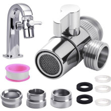 3-Weg Kraanadapterset, Kraanverdeler met M22 M24 G1/2 Adapters voor Badkamer en Keuken