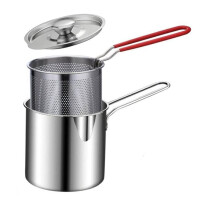 Deep Fryer Pot with Basket, Stainless Steel Small Frying Pot Compact Stainless Steel Frying Pot with Removable Basket