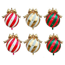 6 Stuks Kerstballonnen met Strik, Rood, Groen, Goud en Wit Gestreept, Folieballonnen voor Kerst- en Verjaardagsfeestdecoraties A