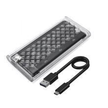 M.2 NGFF Protocol SSD Case RGB Light 10Gbps PCIe SSD Enclosure USB 3.2 Gan2 Type C Clear Hard Disk Box