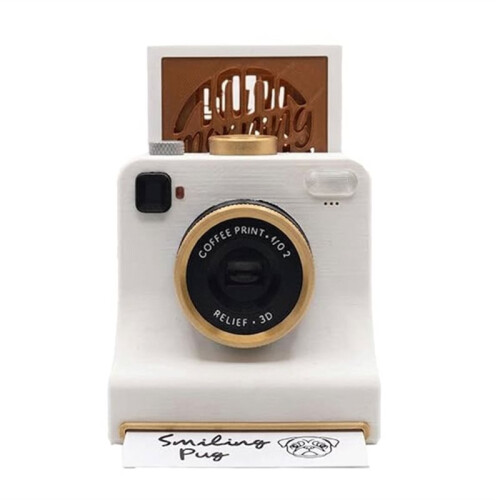 3D Printed Latte Camera Vintage  Replaceable Cards DIY Latte Art Camera Tool One Touch Press+4 Random Stencils B