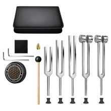 5 in 1 Tuning Forks for Healing Set, 128Hz, 136.1Hz, 256Hz, 384Hz, 528Hz Sound Therapy Kit with Activator & Case