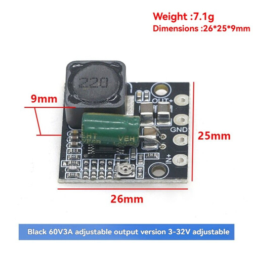 1PCS LM2596S Adjustable Step Down Power Supply Module 3A 60V To3-32V Voltage Regulator  Converter Board 1