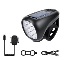 Solar-Fahrradbeleuchtung mit 7 LEDs, Hupe (120 DB), Wiederaufladbarem Typ-C-Frontlicht und Fahrradklingel