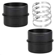 2 Conectores de Tubería de 75 mm (Accesorio para Calentador) con 4 Abrazaderas de Acero Inoxidable para Conductos de Aire Caliente
