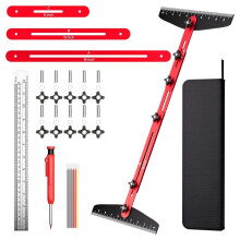 Stair Tread Template Tool Kit with Carpenter Pencil and Steel Ruler, Adjustable Stair Jig for Precise Woodworking