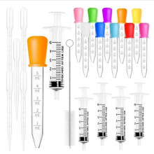 5ml Liquid Pipettes Droppers with Silicone Bulb Tip & Brush for Kids Medicine, Candy Mold,Bear, Crafts