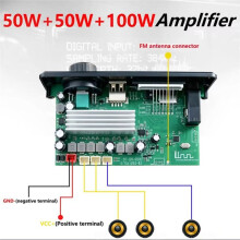 Wzmacniacz BLE5.0 50 w + 50 w + 100 w 2.1-Kanałowy, Odtwarzacz MP3 z USB/TF/AUX/FM, DC8-24 V, Samochodowy System Audio