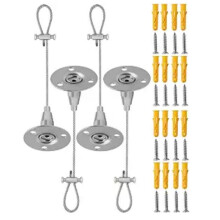 4 PCS Ceiling Mount Curtain Rod Support,59" Ceiling Rod Support Hangers Adjustable Stainless Steel Suspension Wire