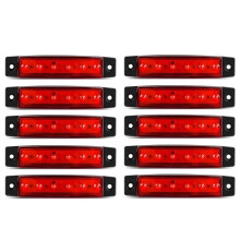 10 St 3,8 Tums Röda LED-Sidomarkeringsljus, 6 LED IP67 Vattentäta 12V Positionslampor för Lastbil, Släpvagn, Husbil, Båt