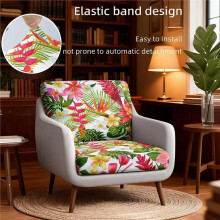 8PCS Tropical Floral Elastic Sofa Cushion Slipcovers, Soft Skin-Friendly Patio Covers for Garden Sectional Sofas