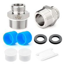 Stainless Steel Garden Hose Adapter, 3/4" GHT Male X 1" BSP Male Garden Hose Connector with Washers
