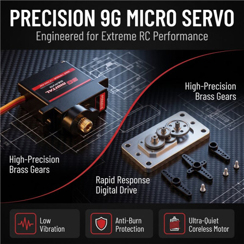 RXAZ 9G Micro Servo,Digital Servo  Servo,Copper Gear Coreless Motor for Airplanes Fixed-Wing Helicopter Boat 2