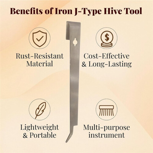 J Type Polished Beekeeping Tool, Heavy-Duty Stainless Steel Frame Lifter & Scraper for Beekeepers 1