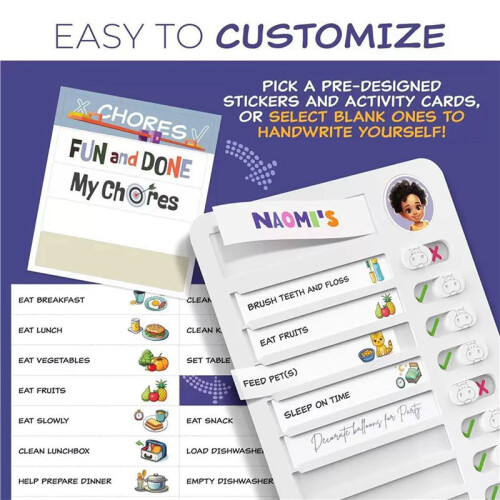 Chores Chart for Kids Visual Schedule Checklist, Magnetic Chore Board Task List 2