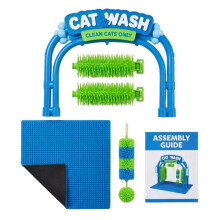 Katzenauto-Waschspielzeug, Katzenkratzbaum, Katzenwaschstation, Selbstpflegebogen mit Weichen Bürsten Hilft Katzen