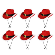 Santa Claus Red Christmas Cowboy Hats - Pack of 6