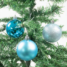 Turquoise Blue Shatterproof Christmas Baubles 6cm Pack of 6 Tree Ornaments