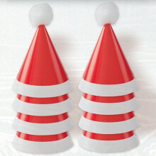 Christmas Mini Pom Pom Santa Cone Hats - Pack of 8