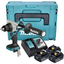 Boormachine-schroefmachine zonder klopfunctie - Makita - Makita DDF492RG3J - Li-Ion - 18 V - 3 meegeleverde batterijen - Inclusief oplader