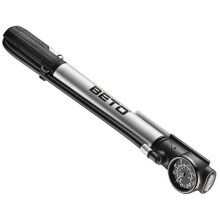 Pompa per bicicletta in alluminio argento - Beto - Valvole Presta, Schrader, Dunlop - Pressione massima 11 - Manometro