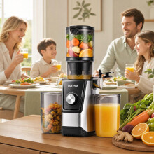 Slowjuicer met vulopening van 11 cm en achteruitfunctie, zwart