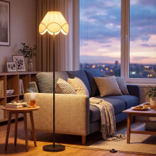Dimbare vloerlamp, 159 cm, zwart met stoffen kap