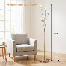 Dandelion Gold vloerlamp, metalen frame, 180 cm hoog