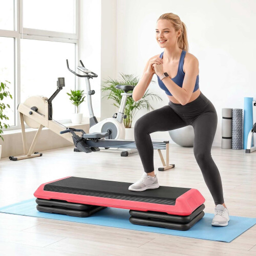 In hoogte verstelbare aerobic stepper, antislip, rood 2