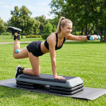 In hoogte verstelbare aerobic stepper, antislip, grijs