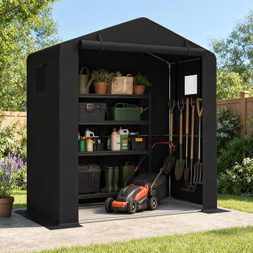 Tuinschuur met ritssluiting, gegalvaniseerd frame, 190x95x194 cm 2