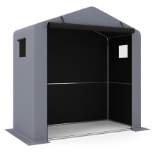 Tuinschuur met deur met ritssluiting, gegalvaniseerd frame, zilverkleurig