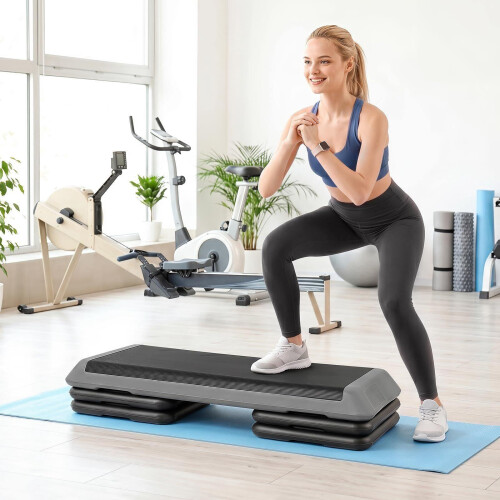 In hoogte verstelbare aerobic stepper, antislip, grijs 1