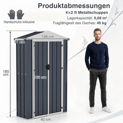 Buitenberging, 120x60x180 cm, afsluitbaar, grijs staal 2