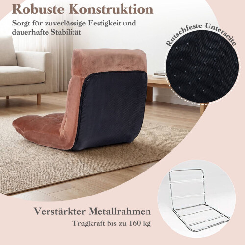 Opklapbare vloerstoel, verstelbare rugleuning, koraalfleece
