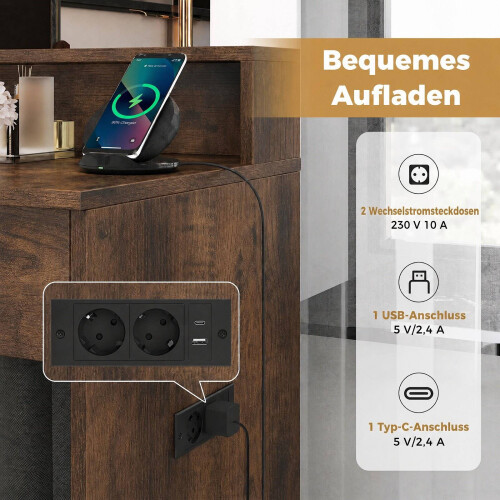 Kaptafel met spiegel, ledverlichting, rustiek bruin 1