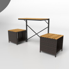2-in-1 opklapbare buitenbank, acaciahout en PE-rattan