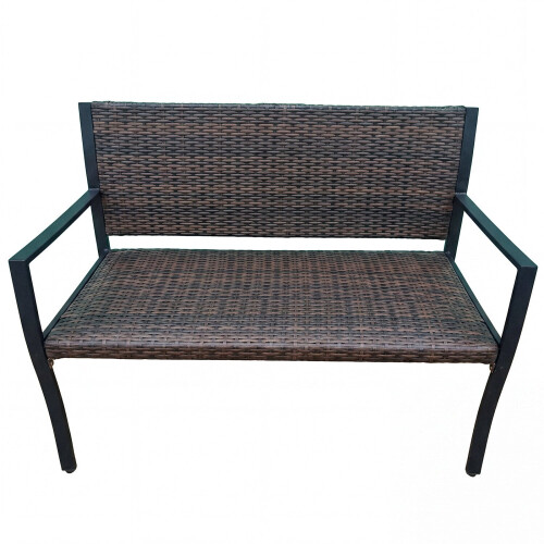 Terrasbank van rotan, gemengd bruin, draagvermogen 800 lbs