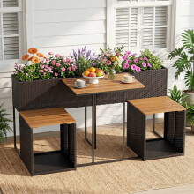 Tuinset met verhoogde plantenbak en stoelen