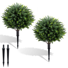 27,5 inch kunstmatige cipressen in vorm gesnoeid, set van 2, met spikes